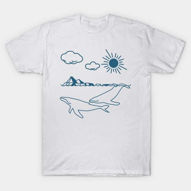 Whale, Humpback whale, Minimal art, Mammal T-Shirt by Strohalm